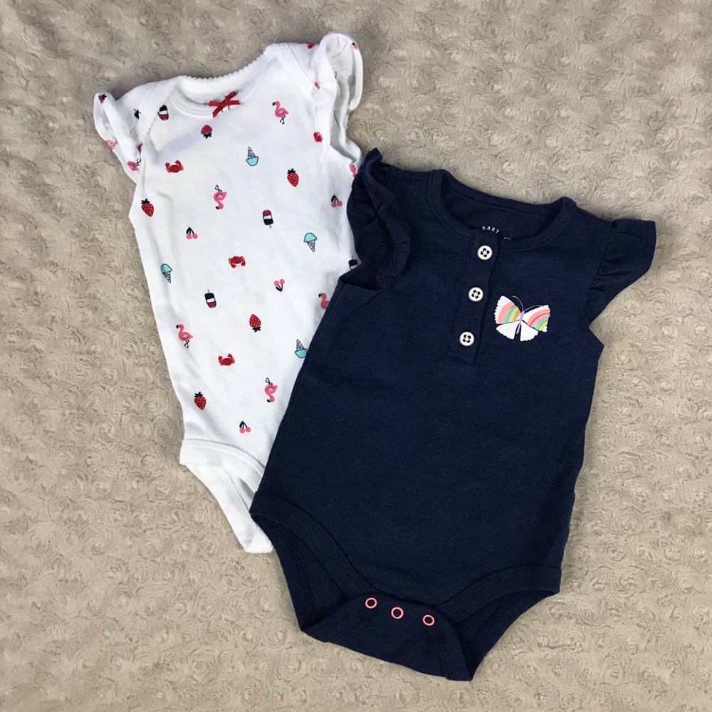 Baby Girl Flutter Sleeve Bodysuit Bundle 0-3M